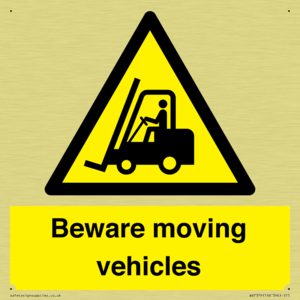 Beware moving vehicles with Warning forklift symbol
